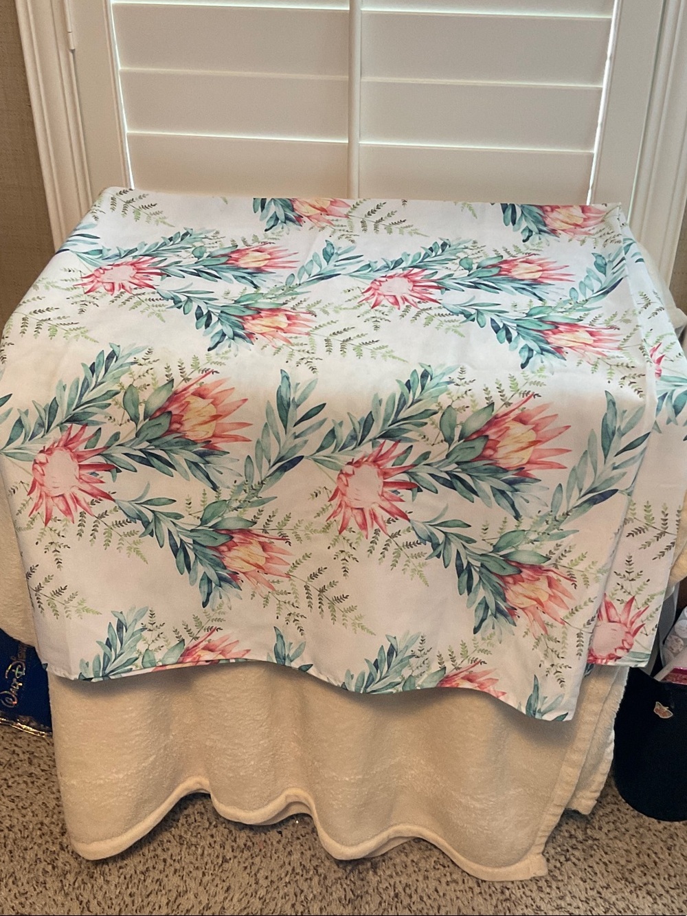 Floral Protea Tablecloth in Pink and Green